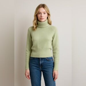 Paul Stuart Light Green Cashmere Turtleneck Sweater